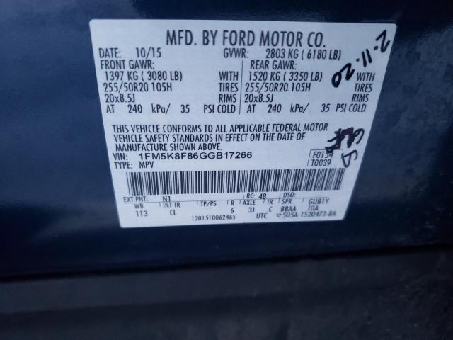 Photo 9 VIN: 1FM5K8F86GGB17266 - FORD EXPLORER 