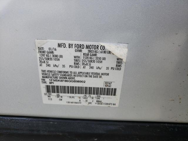 Photo 11 VIN: 1FM5K8F86GGB98902 - FORD EXPLORER L 