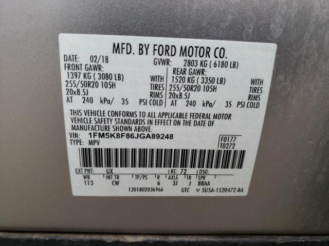 Photo 12 VIN: 1FM5K8F86JGA89248 - FORD EXPLORER L 