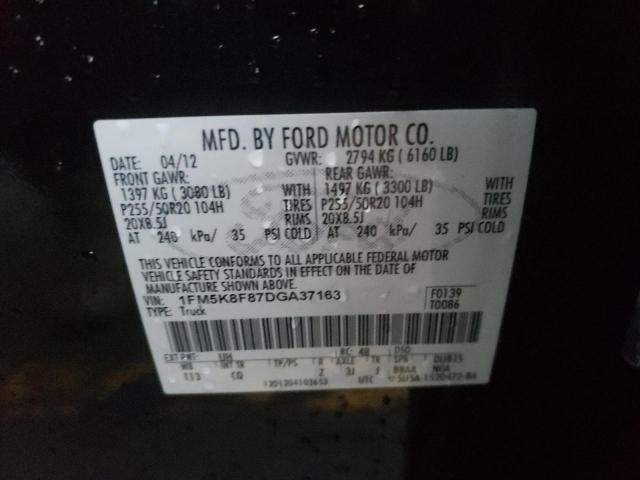 Photo 12 VIN: 1FM5K8F87DGA37163 - FORD EXPLORER L 