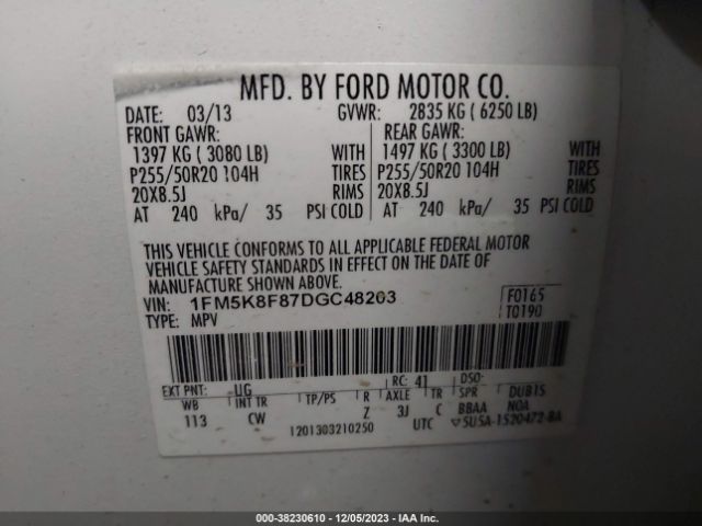 Photo 8 VIN: 1FM5K8F87DGC48203 - FORD EXPLORER 