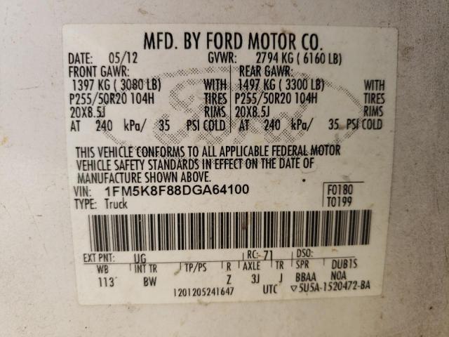 Photo 12 VIN: 1FM5K8F88DGA64100 - FORD EXPLORER 