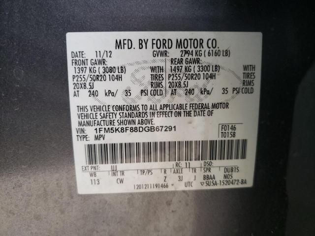 Photo 9 VIN: 1FM5K8F88DGB67291 - FORD EXPLORER L 