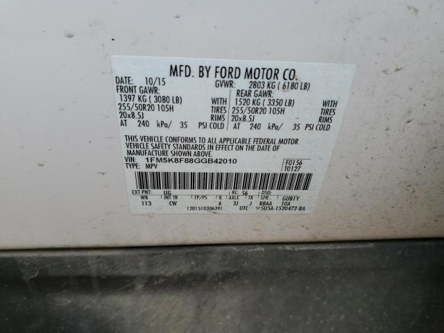 Photo 12 VIN: 1FM5K8F88GGB42010 - FORD EXPLORER L 