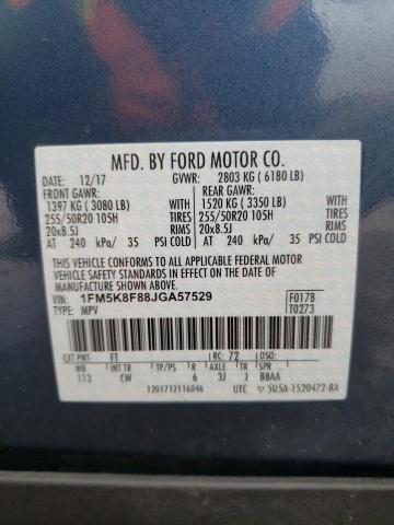 Photo 9 VIN: 1FM5K8F88JGA57529 - FORD EXPLORER L 