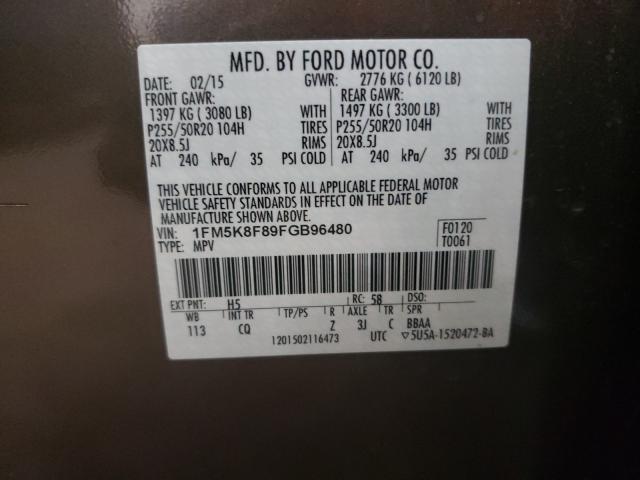 Photo 9 VIN: 1FM5K8F89FGB96480 - FORD EXPLORER L 