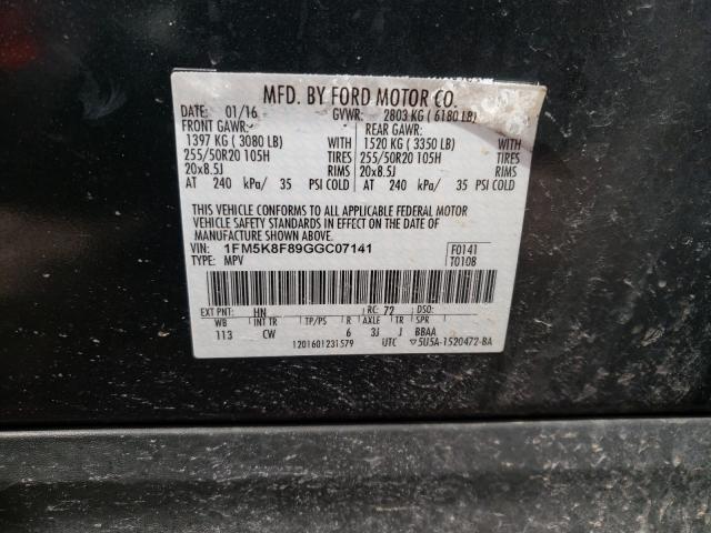 Photo 9 VIN: 1FM5K8F89GGC07141 - FORD EXPLORER L 