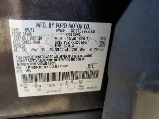 Photo 12 VIN: 1FM5K8F8XDGB37662 - FORD EXPLORER L 