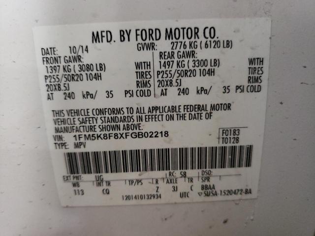 Photo 12 VIN: 1FM5K8F8XFGB02218 - FORD EXPLORER L 