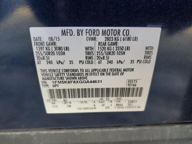 Photo 12 VIN: 1FM5K8F8XGGA44631 - FORD EXPLORER 