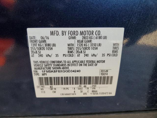 Photo 12 VIN: 1FM5K8F8XGGD34240 - FORD EXPLORER L 