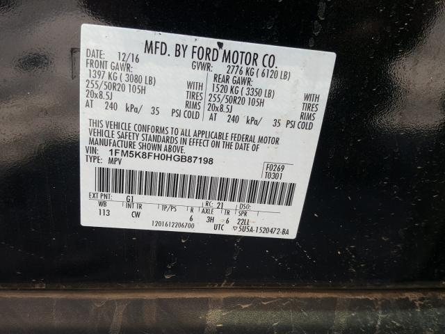 Photo 9 VIN: 1FM5K8FH0HGB87198 - FORD EXPLORER L 