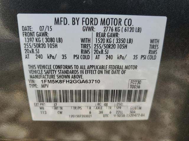 Photo 12 VIN: 1FM5K8FH2GGA63710 - FORD EXPLORER L 