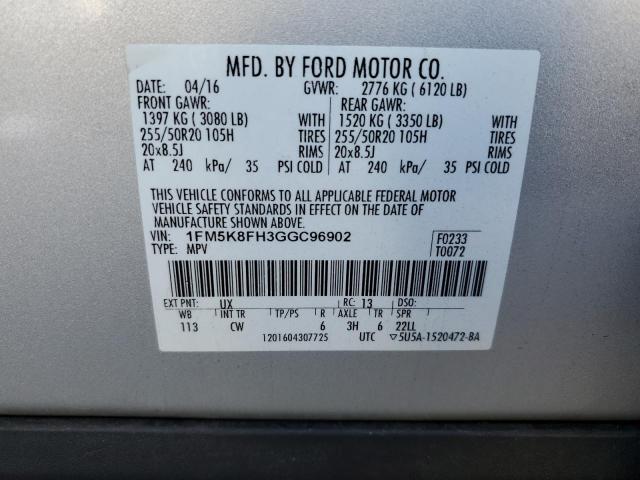 Photo 12 VIN: 1FM5K8FH3GGC96902 - FORD EXPLORER L 