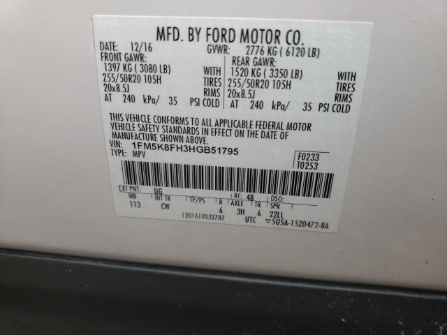 Photo 9 VIN: 1FM5K8FH3HGB51795 - FORD EXPLORER L 