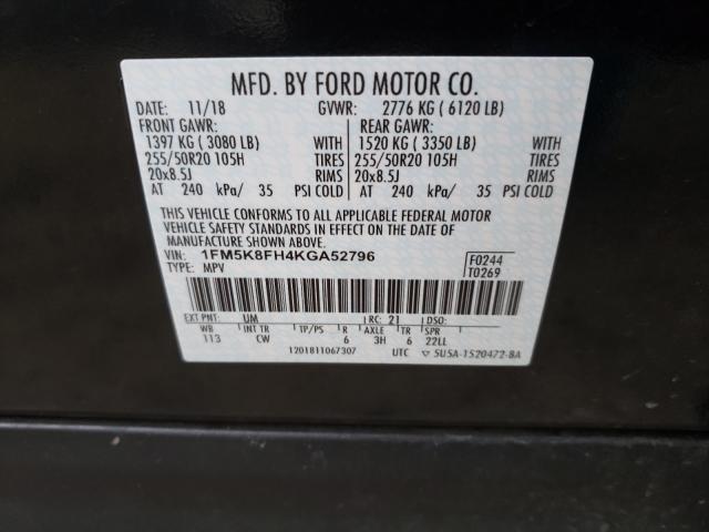 Photo 9 VIN: 1FM5K8FH4KGA52796 - FORD EXPLORER L 