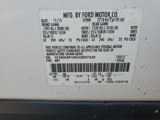 Photo 9 VIN: 1FM5K8FH5GGB57239 - FORD EXPLORER L 