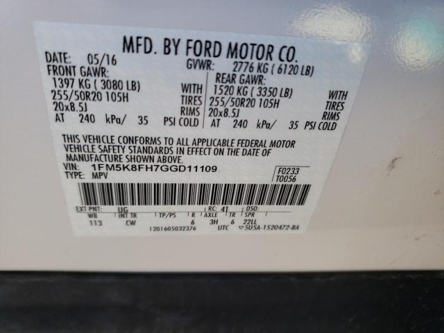 Photo 12 VIN: 1FM5K8FH7GGD11109 - FORD EXPLORER L 