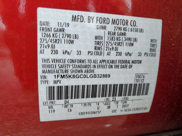 Photo 11 VIN: 1FM5K8GC0LGB32889 - FORD EXPLORER 