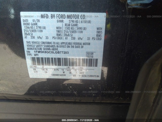 Photo 8 VIN: 1FM5K8GC0LGB77203 - FORD EXPLORER 