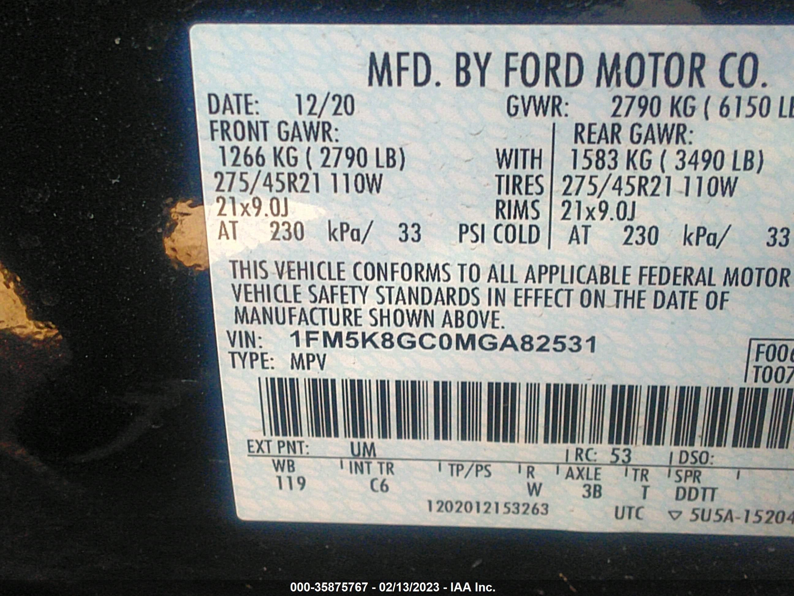 Photo 8 VIN: 1FM5K8GC0MGA82531 - FORD EXPLORER 