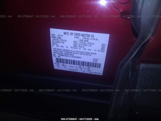 Photo 8 VIN: 1FM5K8GC1LGA45888 - FORD EXPLORER 