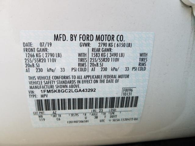 Photo 9 VIN: 1FM5K8GC2LGA43292 - FORD EXPLORER S 