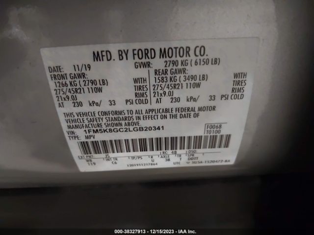 Photo 8 VIN: 1FM5K8GC2LGB20341 - FORD EXPLORER 