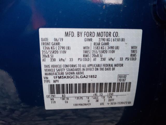 Photo 9 VIN: 1FM5K8GC3LGA21852 - FORD EXPLORER S 