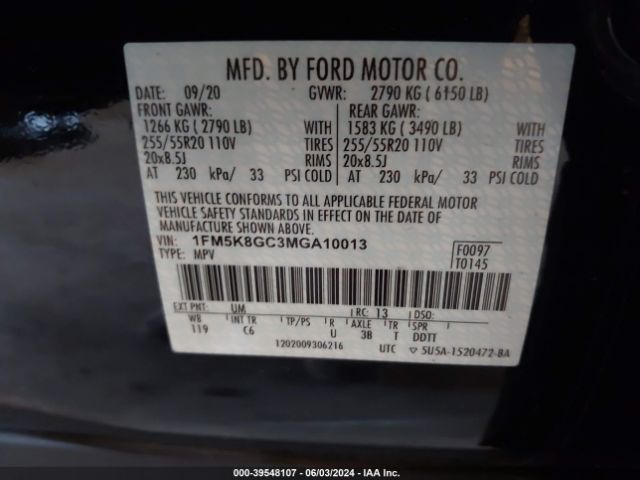 Photo 8 VIN: 1FM5K8GC3MGA10013 - FORD EXPLORER 