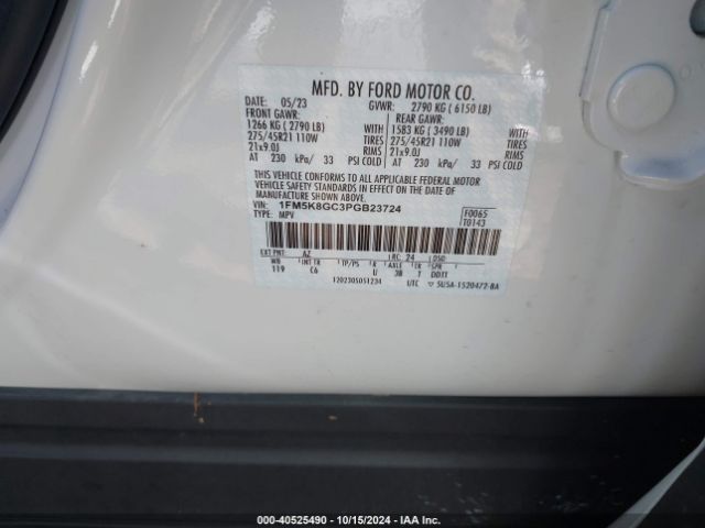 Photo 8 VIN: 1FM5K8GC3PGB23724 - FORD EXPLORER 