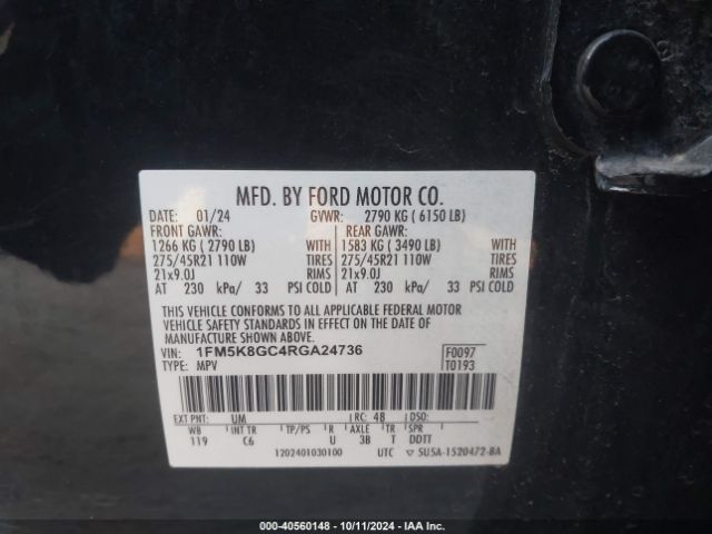 Photo 8 VIN: 1FM5K8GC4RGA24736 - FORD EXPLORER 