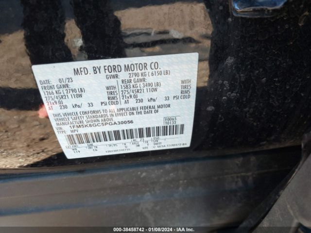 Photo 8 VIN: 1FM5K8GC5PGA30056 - FORD EXPLORER 