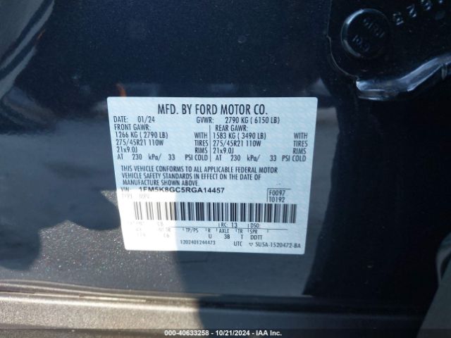 Photo 8 VIN: 1FM5K8GC5RGA14457 - FORD EXPLORER 