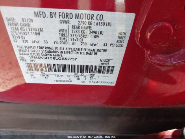 Photo 8 VIN: 1FM5K8GC6LGB52757 - FORD EXPLORER 