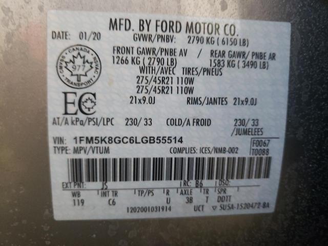 Photo 9 VIN: 1FM5K8GC6LGB55514 - FORD EXPLORER S 