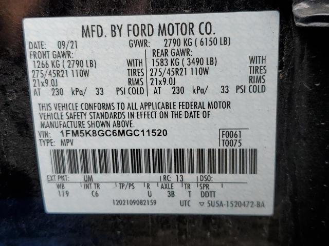 Photo 9 VIN: 1FM5K8GC6MGC11520 - FORD EXPLORER S 