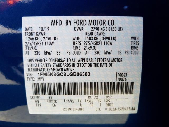 Photo 9 VIN: 1FM5K8GC8LGB06380 - FORD EXPLORER S 