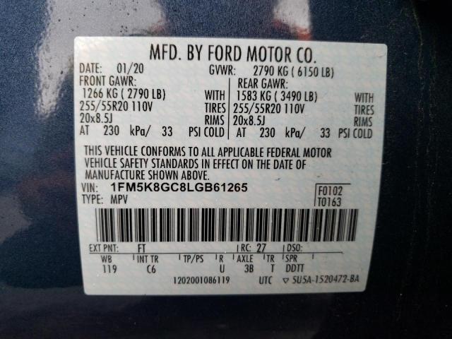 Photo 9 VIN: 1FM5K8GC8LGB61265 - FORD EXPLORER S 