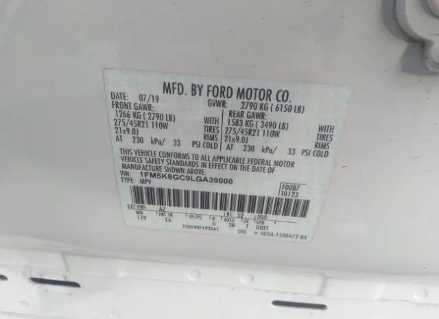 Photo 8 VIN: 1FM5K8GC9LGA39000 - FORD EXPLORER 