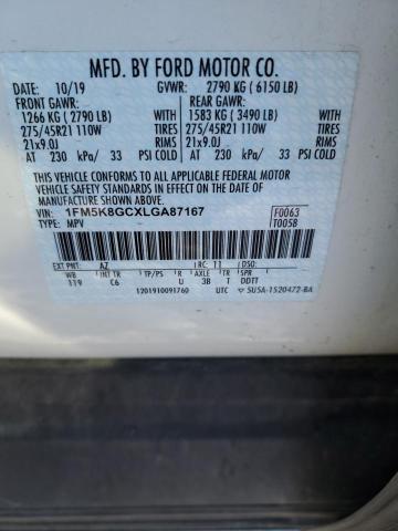 Photo 12 VIN: 1FM5K8GCXLGA87167 - FORD EXPLORER S 