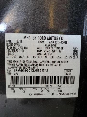 Photo 12 VIN: 1FM5K8GCXLGB51742 - FORD EXPLORER 