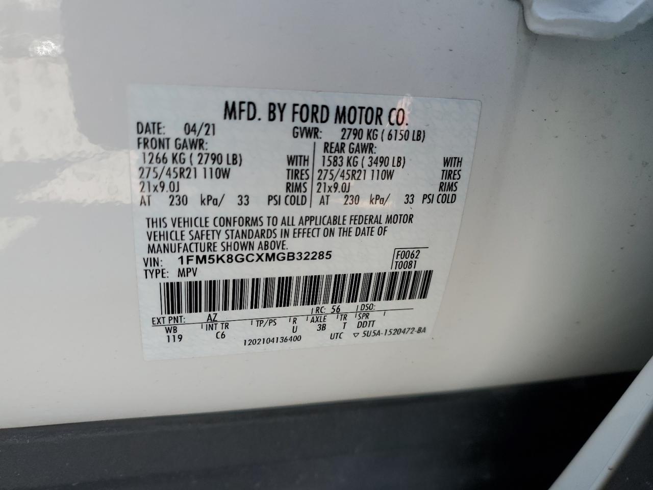 Photo 12 VIN: 1FM5K8GCXMGB32285 - FORD EXPLORER 