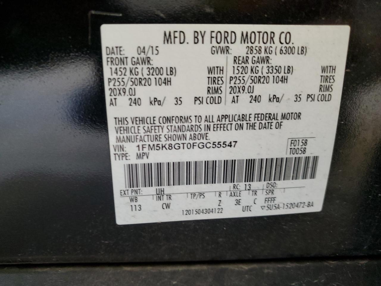 Photo 12 VIN: 1FM5K8GT0FGC55547 - FORD EXPLORER 