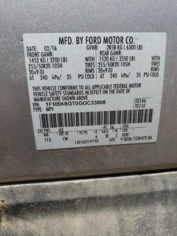 Photo 12 VIN: 1FM5K8GT0GGC33808 - FORD EXPLORER 