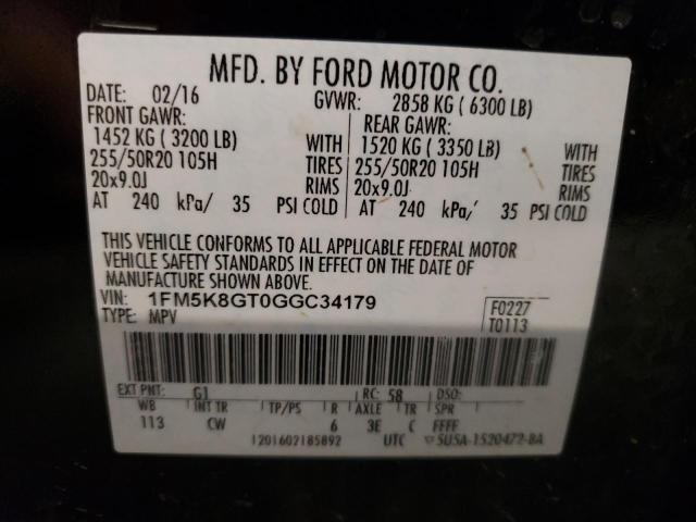 Photo 12 VIN: 1FM5K8GT0GGC34179 - FORD EXPLORER 