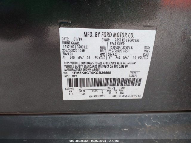 Photo 8 VIN: 1FM5K8GT0KGB26508 - FORD FUSION 