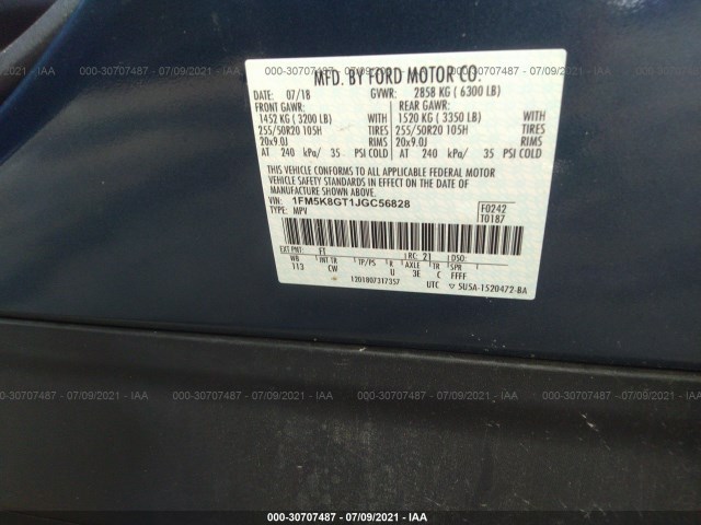 Photo 8 VIN: 1FM5K8GT1JGC56828 - FORD EXPLORER 