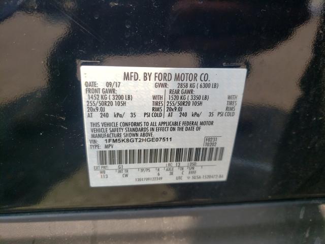 Photo 9 VIN: 1FM5K8GT2HGE07511 - FORD EXPLORER S 