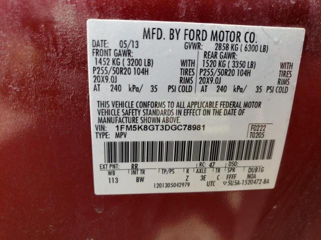 Photo 12 VIN: 1FM5K8GT3DGC78981 - FORD EXPLORER 